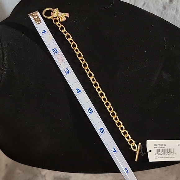 NWT COACH Bow Pavé Chain Link Bracelet - Picture 6 of 6